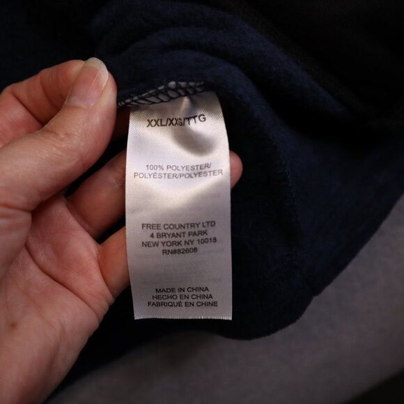 Free Country Fleece Jacket Mens XXL Blue Full Zip Mock Neck Outdoor Zip Pockets - Picture 14 of 16